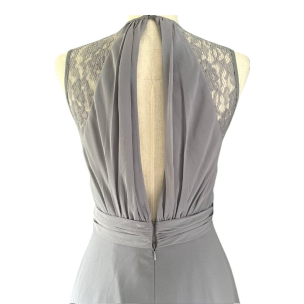 Bari Jay Bridesmaid Grey Chiffon Dress Style 1631 Shadow V Neck Pleated Sz 6 NWT - Picture 13 of 16